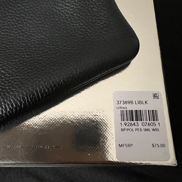 Coach Black Pebble Wristlet With Leather Hang Tag and Gold Hardware - Picture 7 of 12